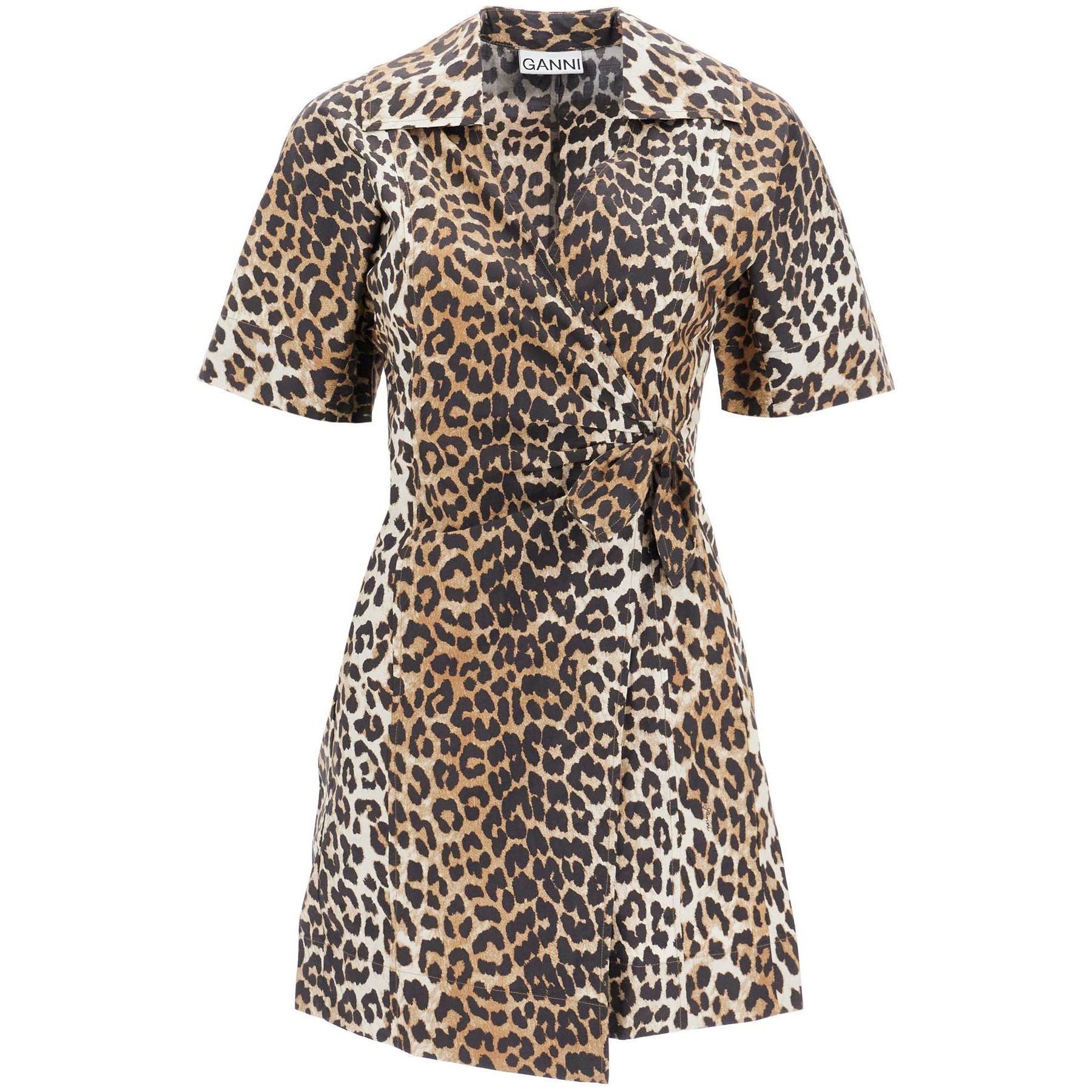 Organic Cotton Leopard Print Wrap Mini Dress