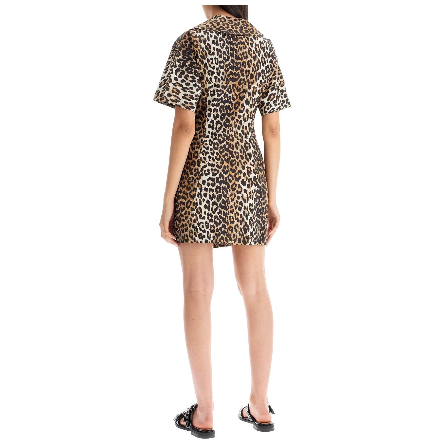 Organic Cotton Leopard Print Wrap Mini Dress