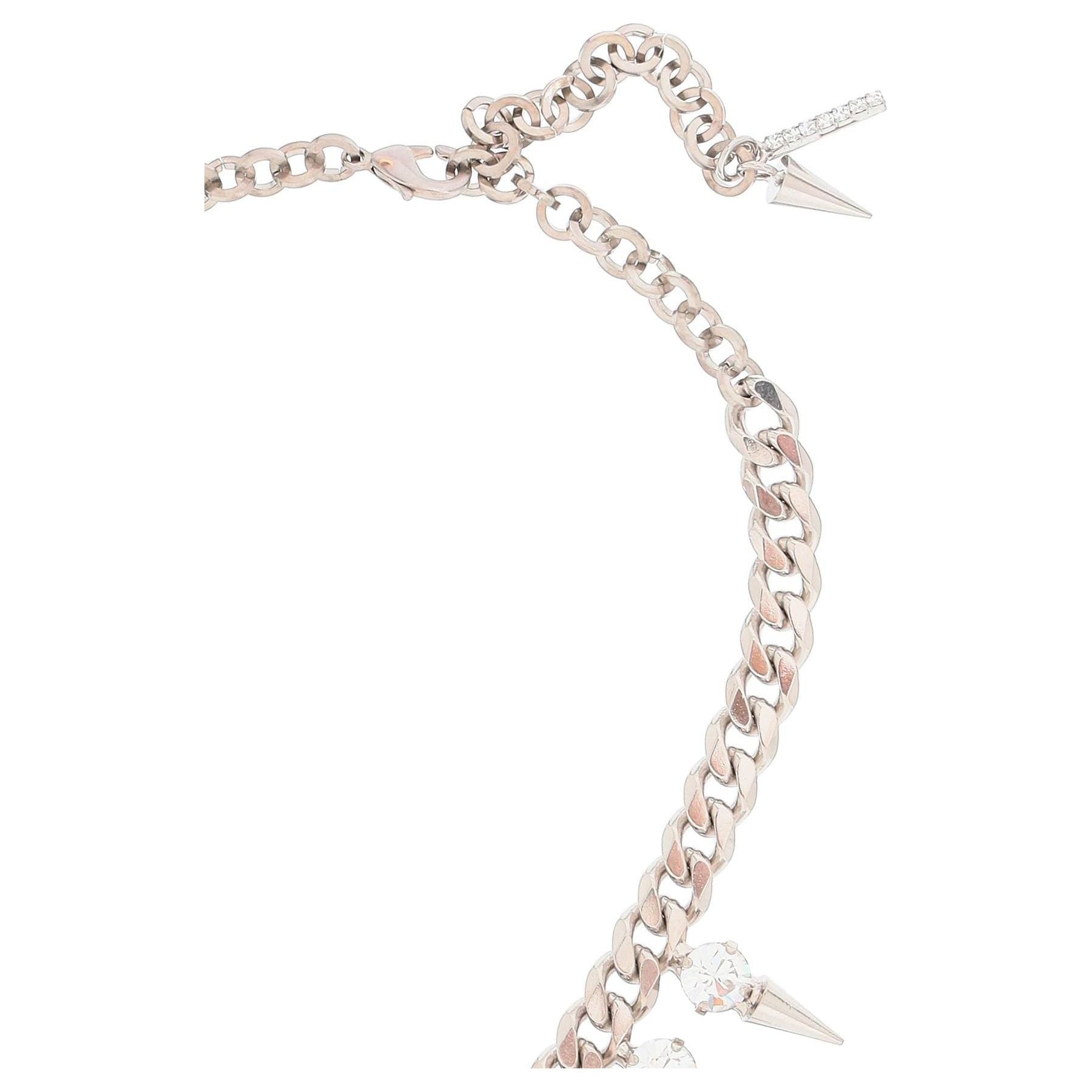 Silver-Plated Brass Choker with Crystals and Spikes