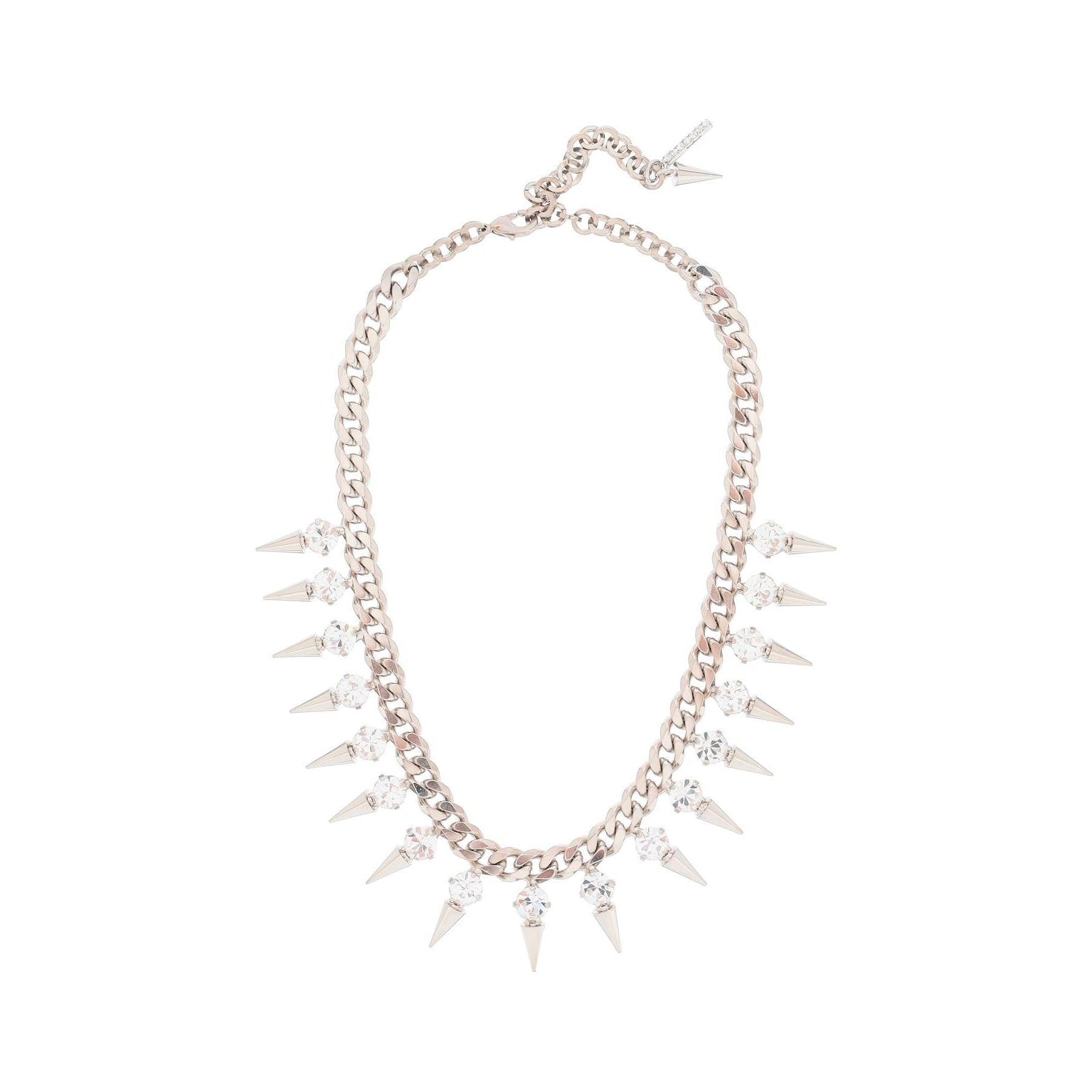 Silver-Plated Brass Choker with Crystals and Spikes