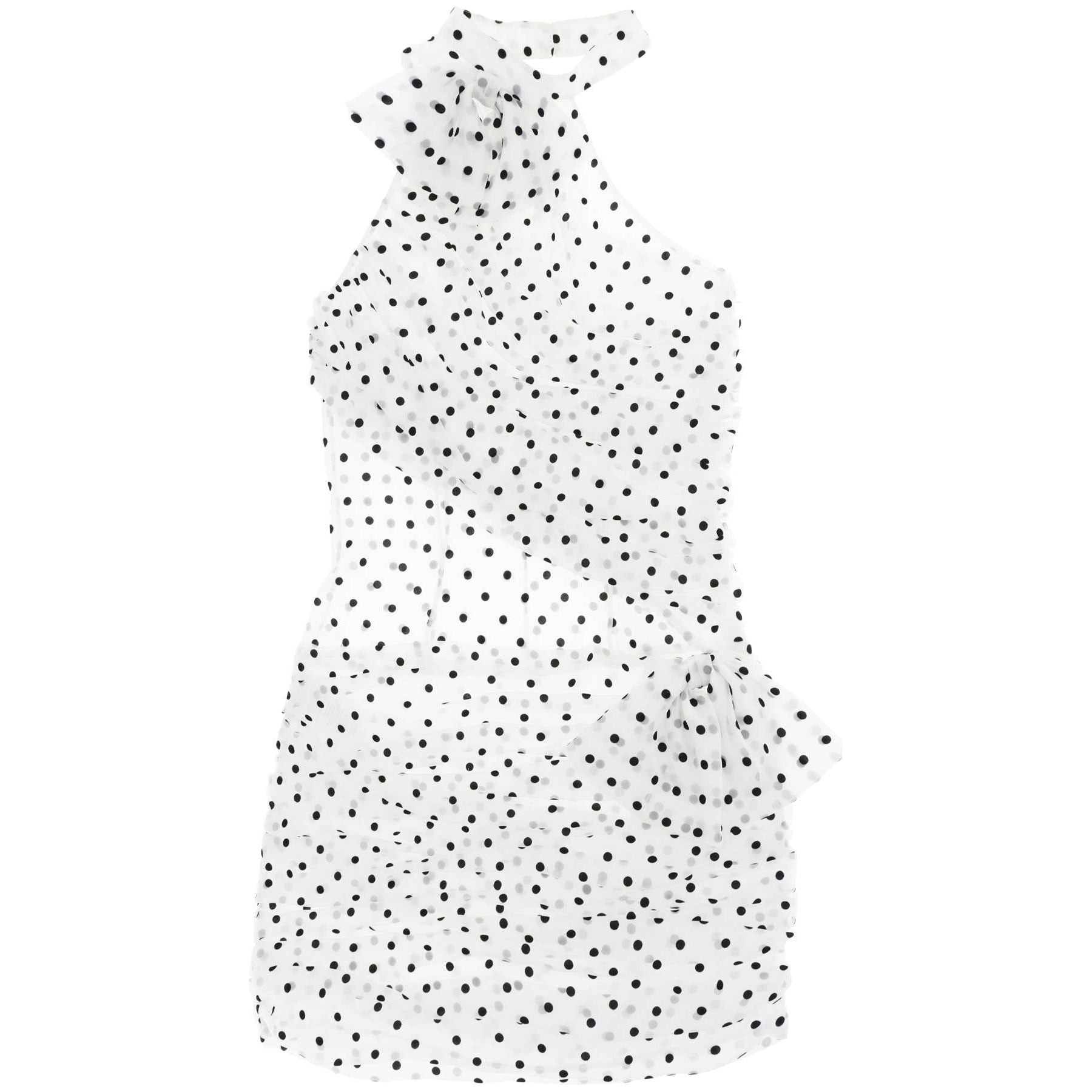 One-Shoulder Polka Dot Silk Mini Dress