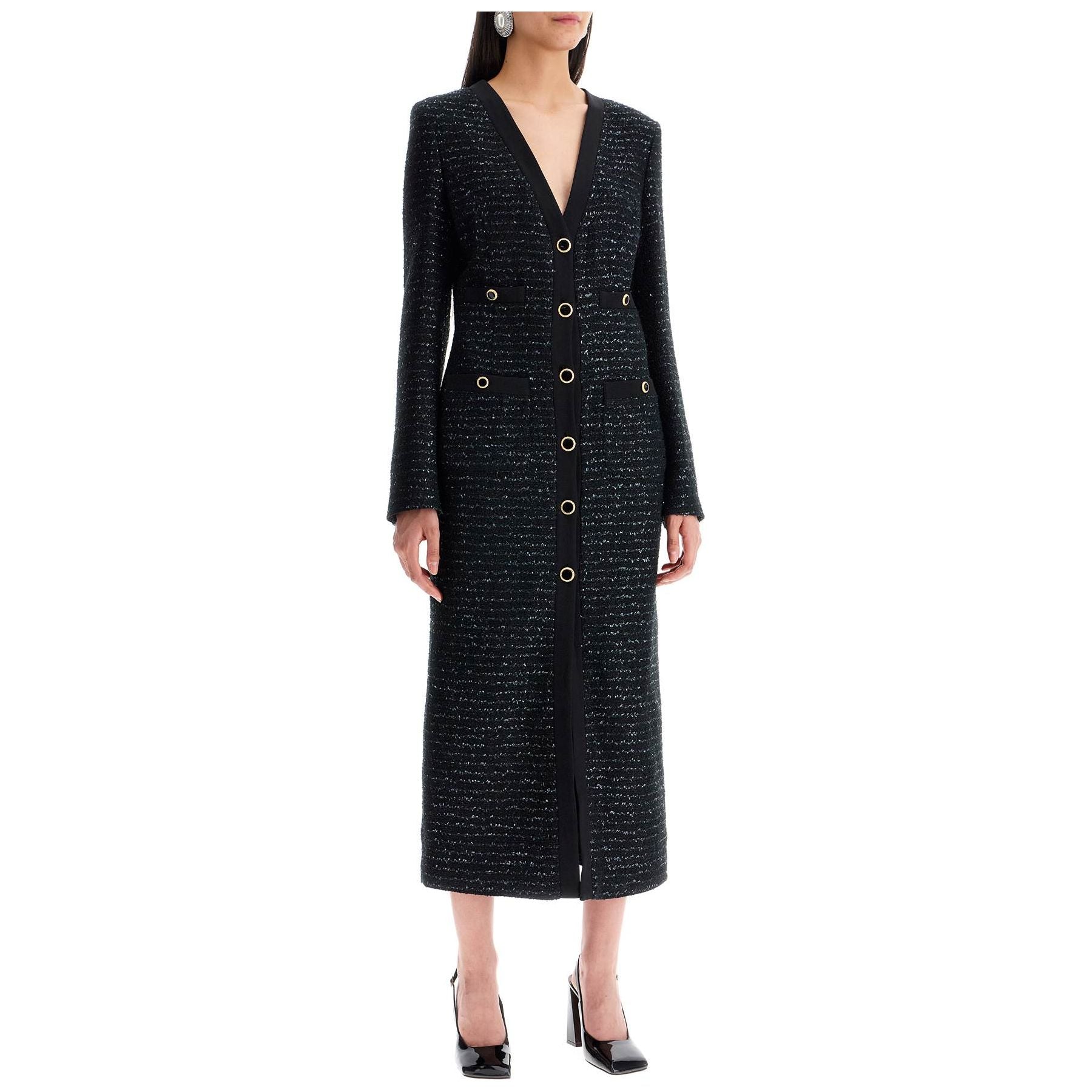 Midi Tweed Dress With Sequins