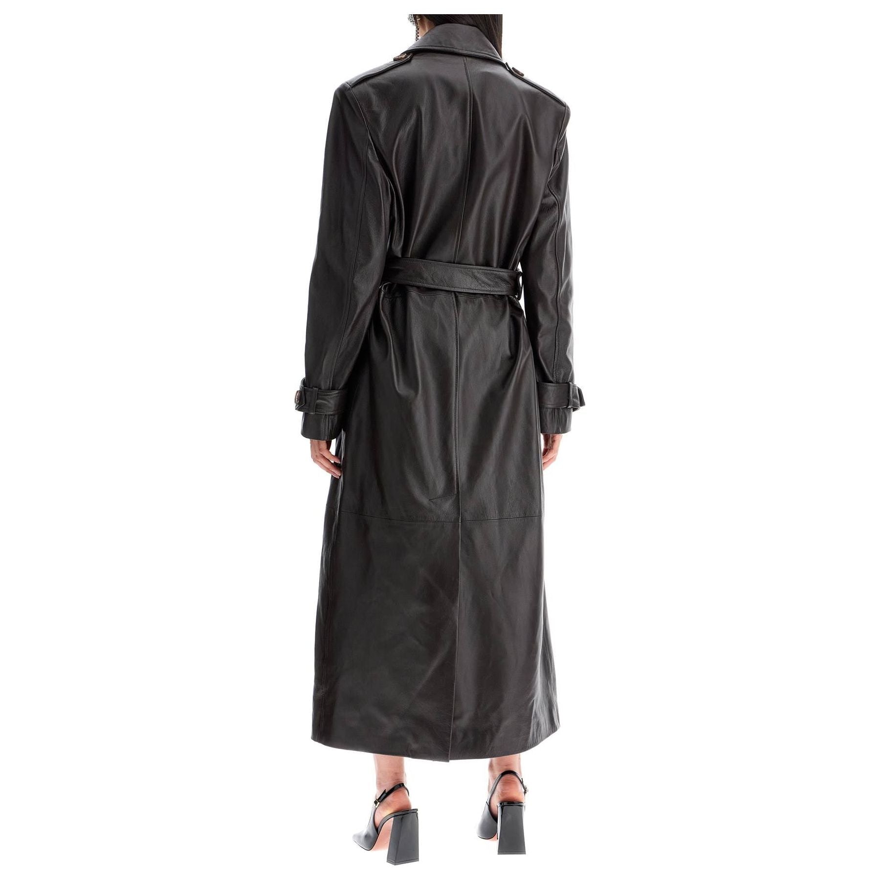 Nappa Leather Double-Breasted Trench Coat
