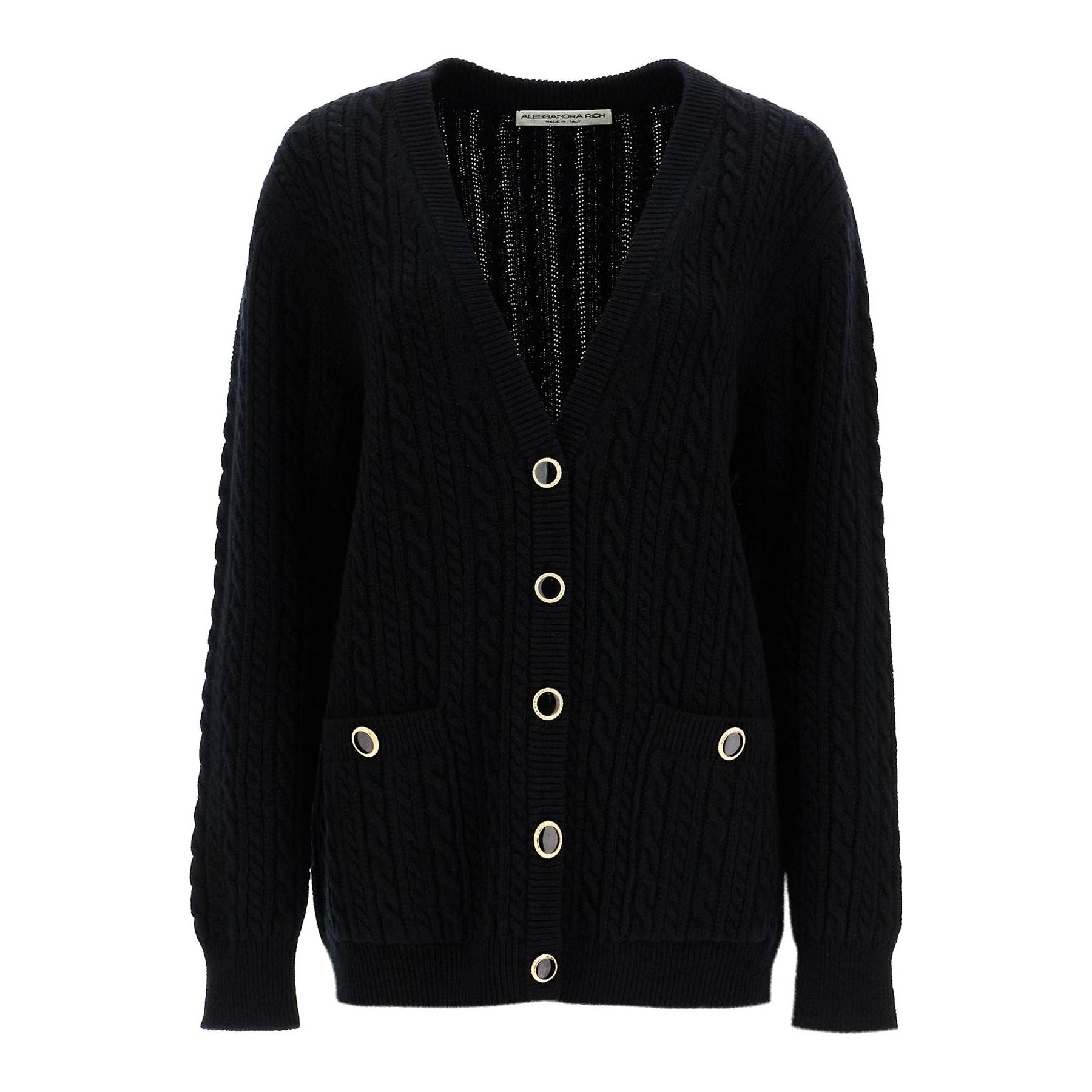 Oversized Wool Cable Knit Cardigan