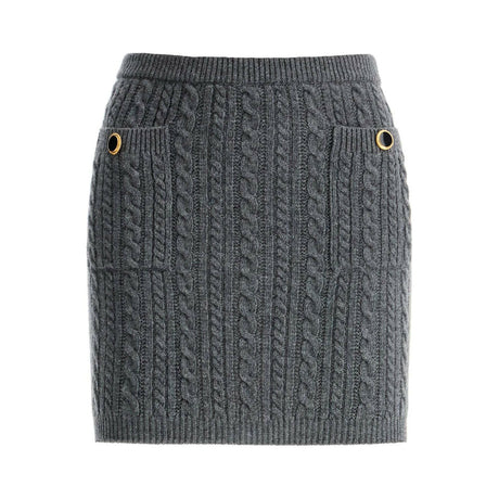 Jewel Buttoned Knitted Pencil Mini Skirt.