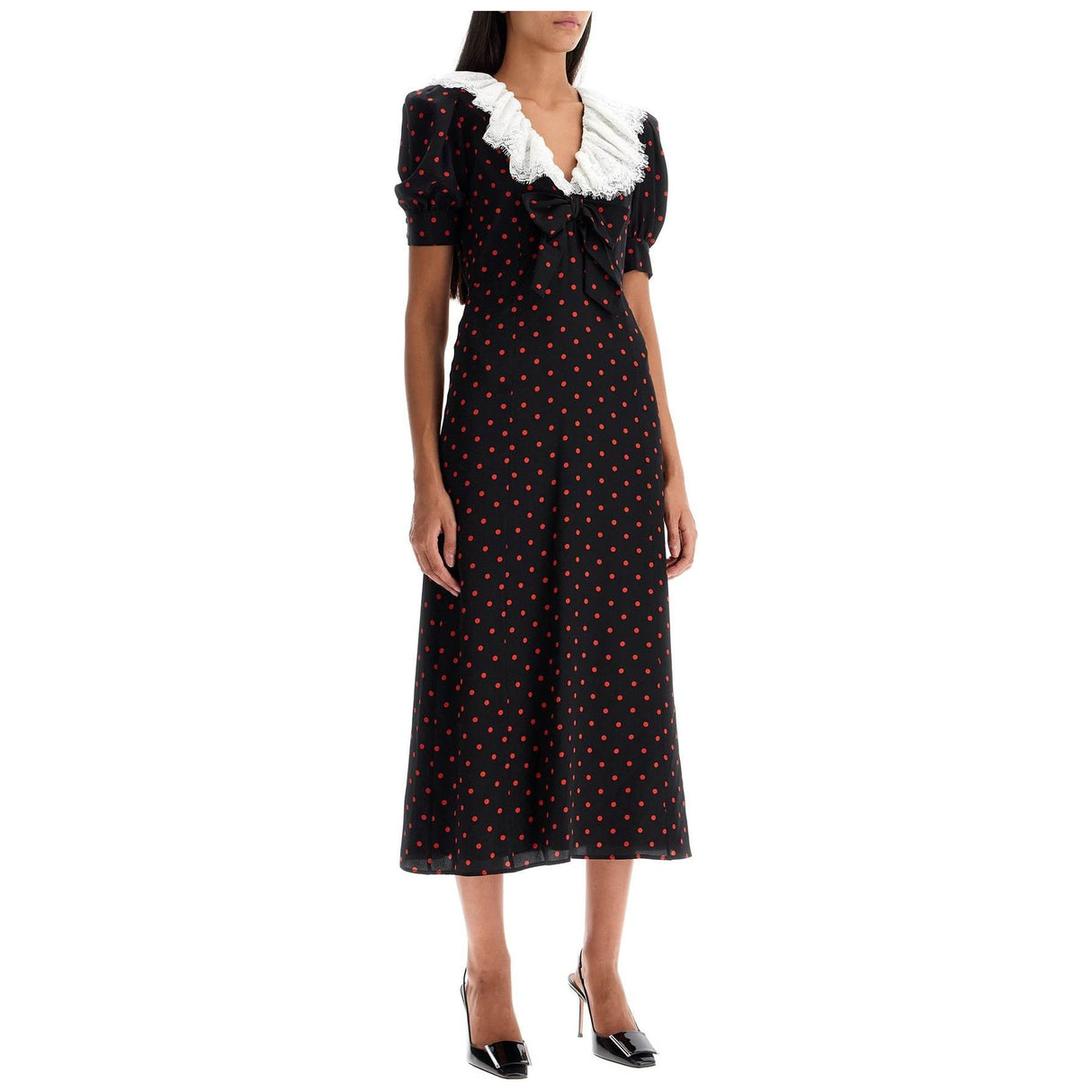 Polka Dot Silk Midi Dress