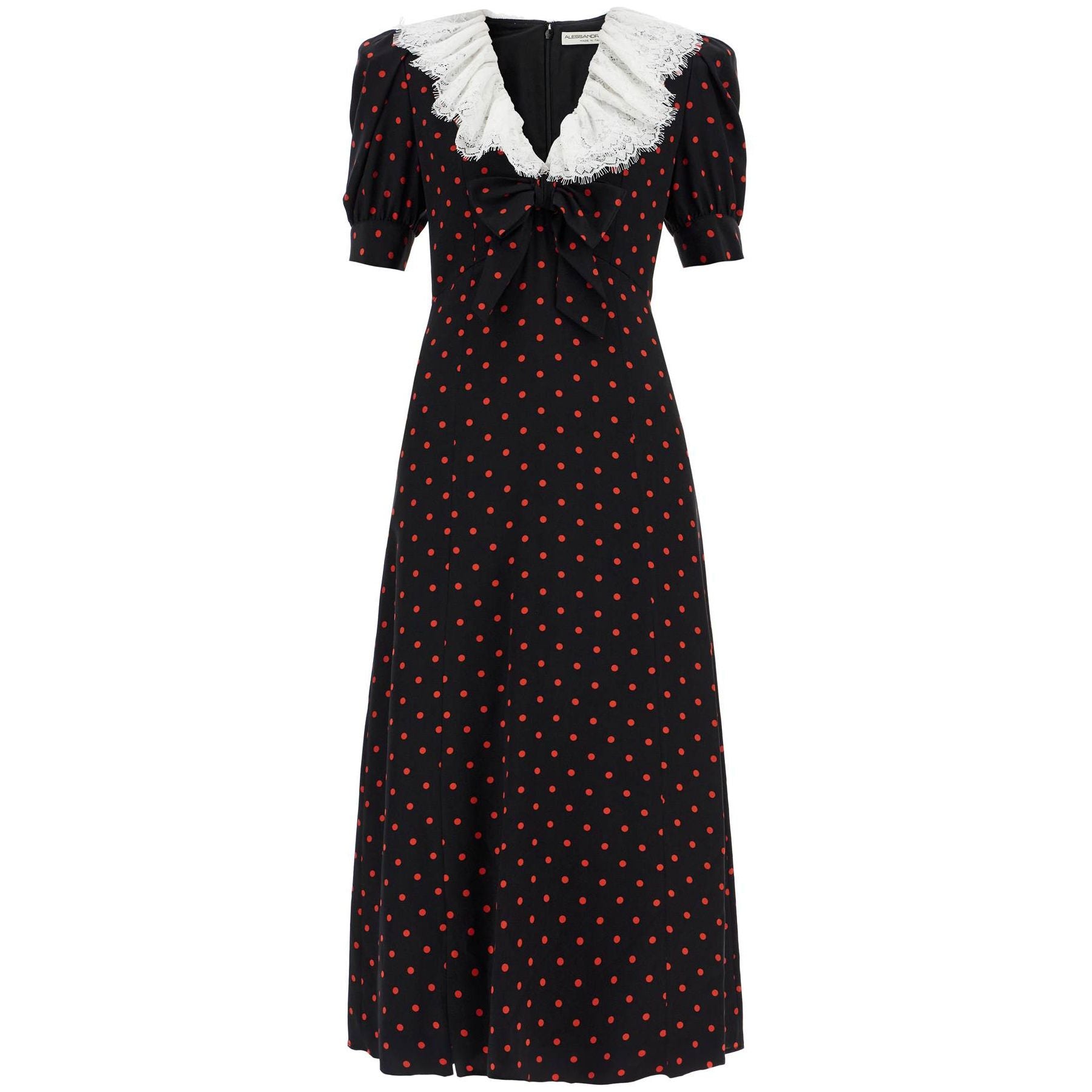 Polka Dot Silk Midi Dress