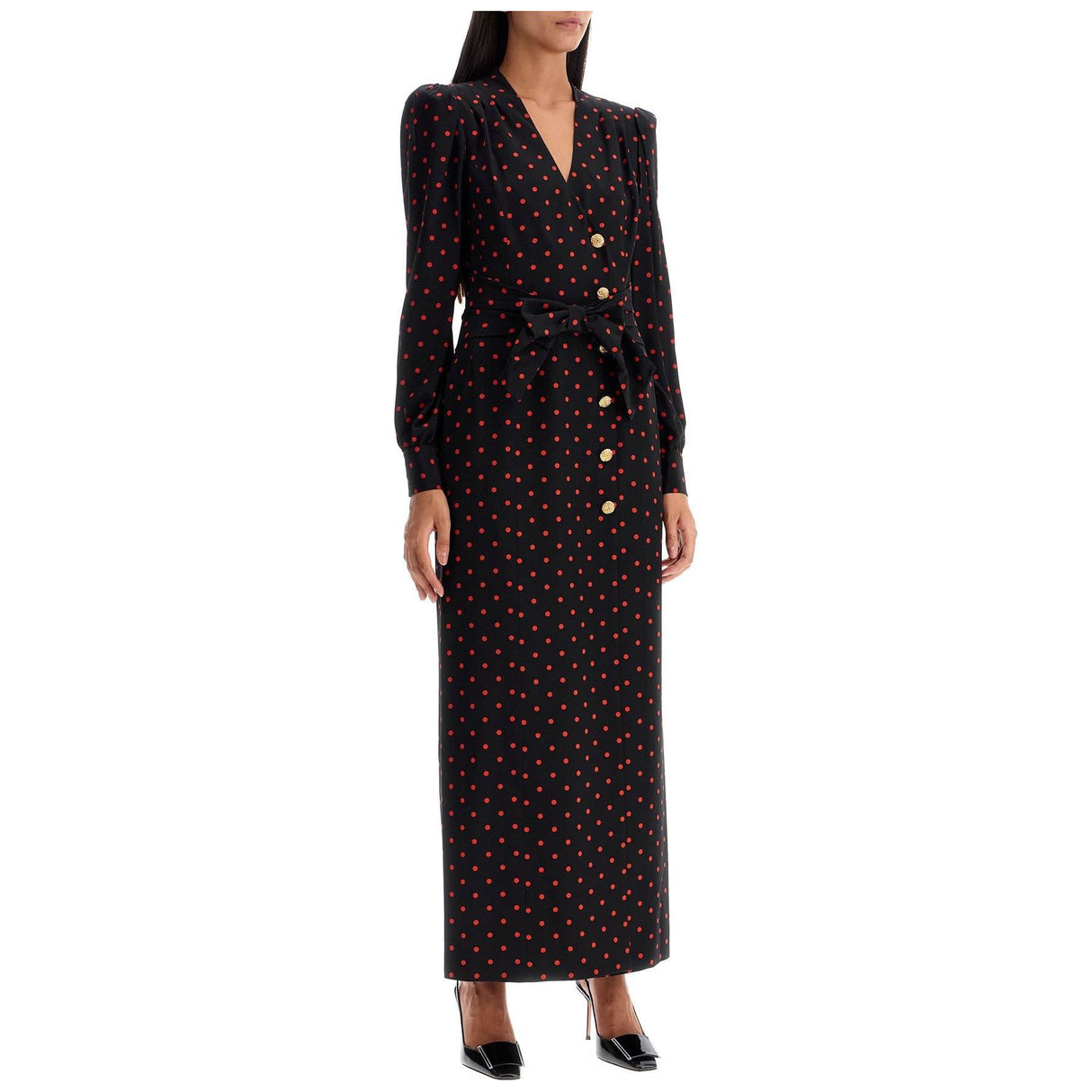 Silk Maxi Dress With Polka Dots