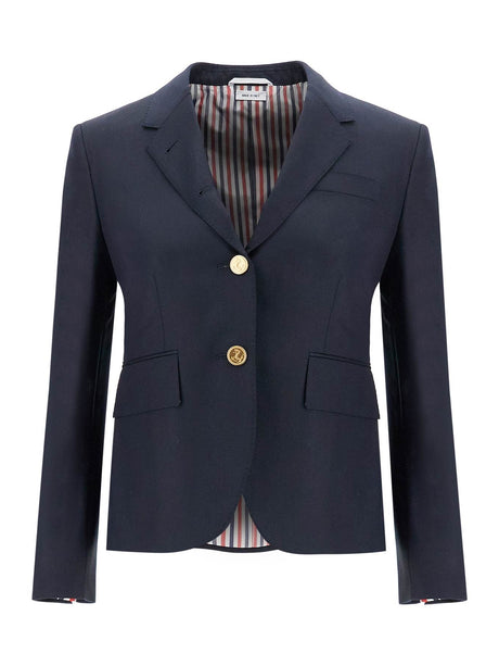 Single-Breasted Cropped Wool Jacket-Thom Browne-JOHN JULIA