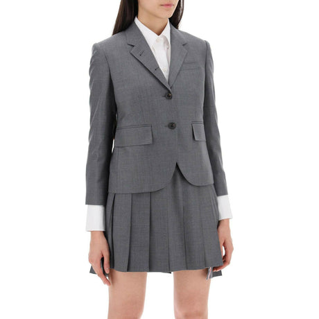 THOM BROWNE-Single Breasted Cropped Jacket In 120's Wool-JOHN JULIA