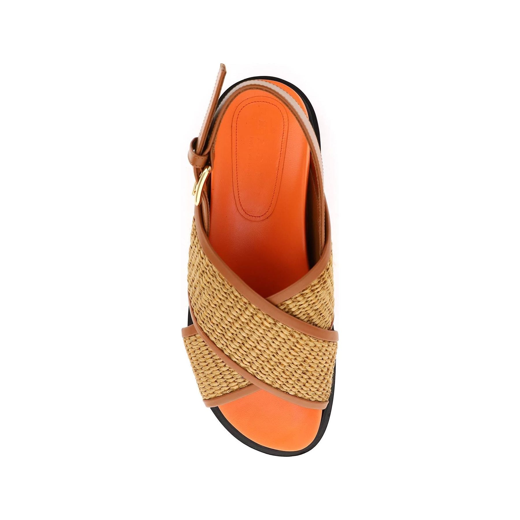 Leather And Raffia Fussbett Sandals