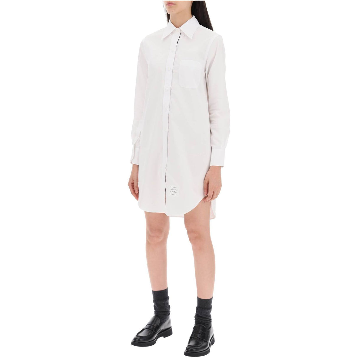 Short Button-Down Cotton Poplin Blouse