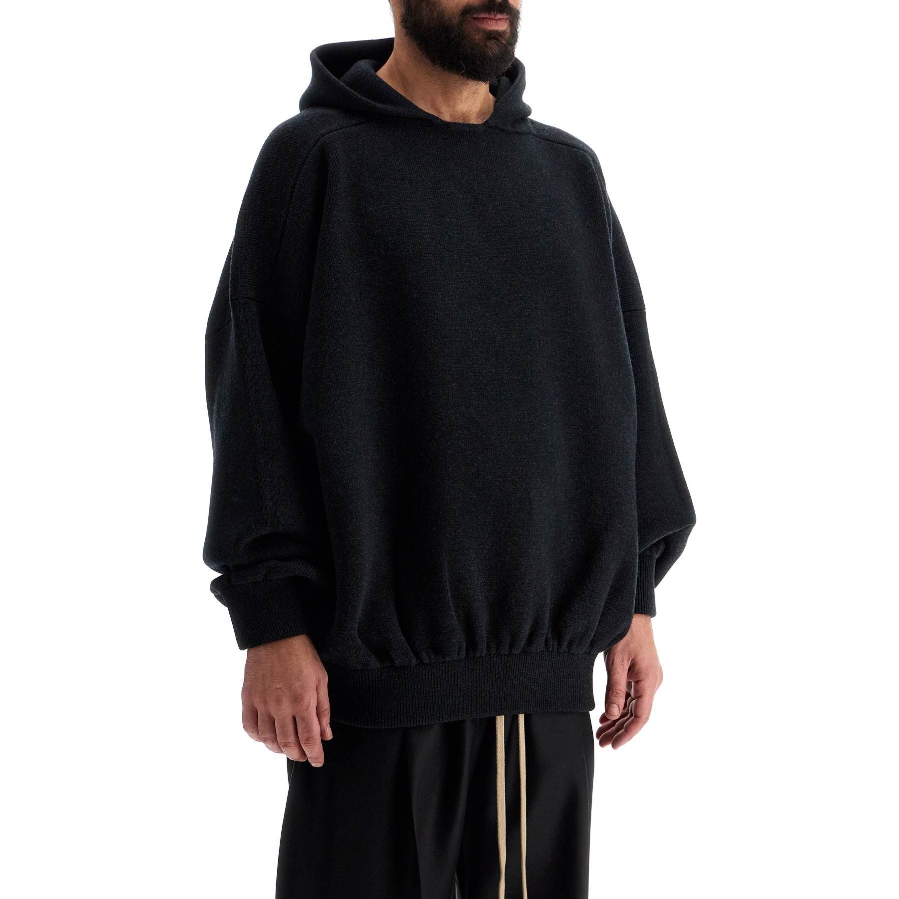 Hooded Knit Sweatshirt With