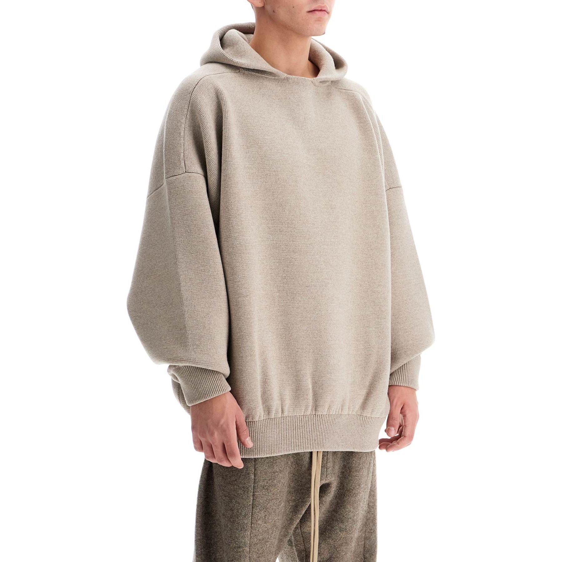 Hooded Knit Sweatshirt With