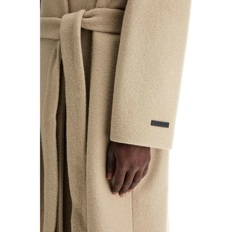 Wool Coat With High Collar And Boiled Wool.