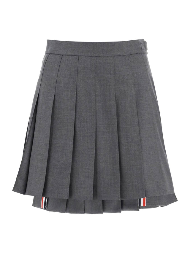 Pleated Wool Mini Skirt-Thom Browne-JOHN JULIA