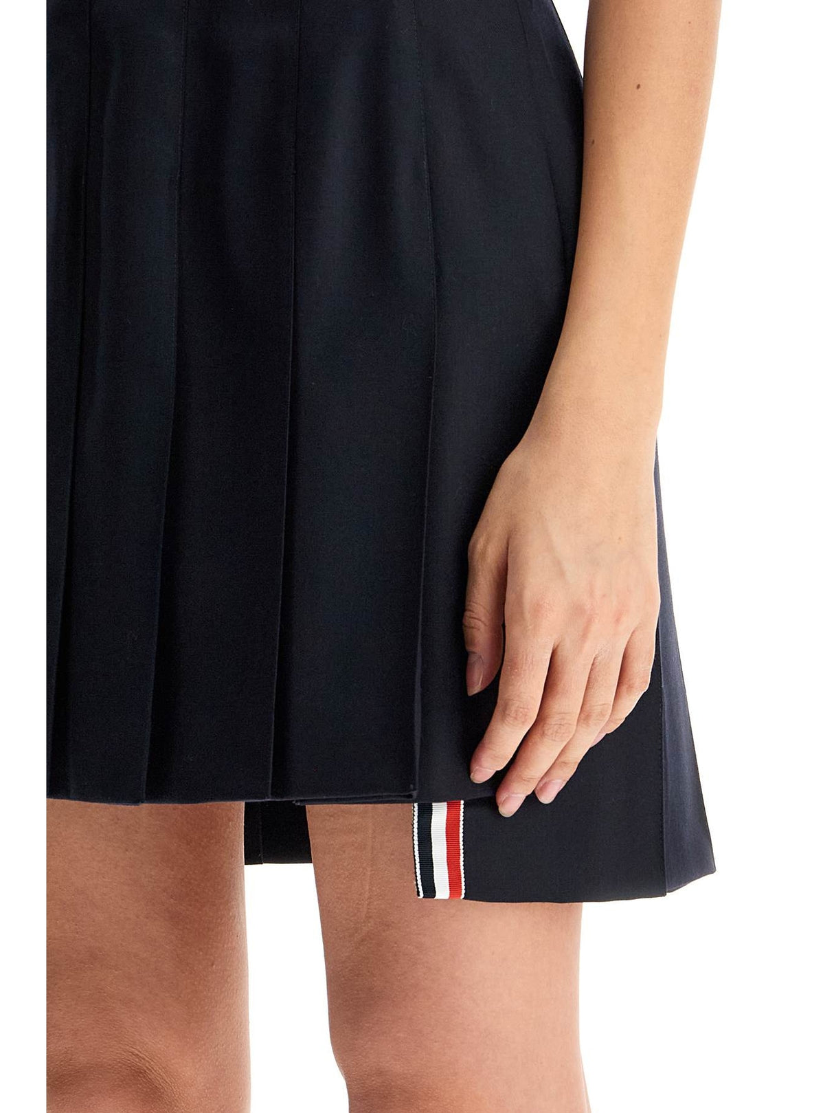 Wool Pleated Mini Skirt-THOM BROWNE-JOHN JULIA