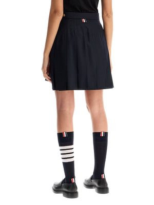 Wool Pleated Mini Skirt-THOM BROWNE-JOHN JULIA