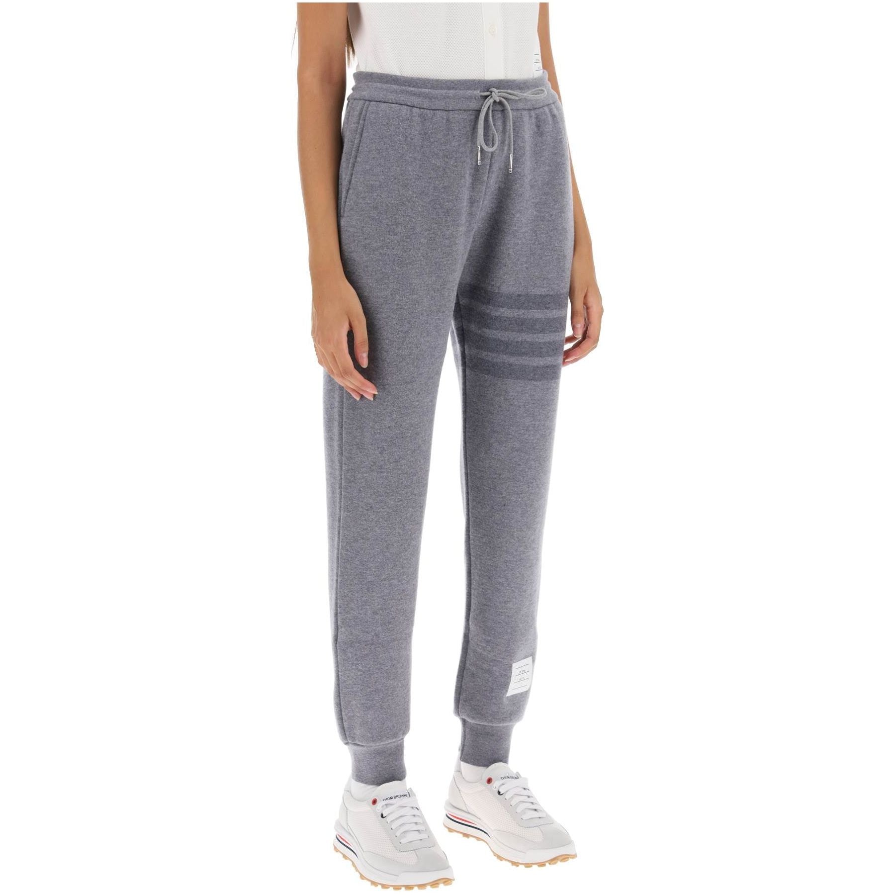 Knitted Joggers With 4 Bar Motif