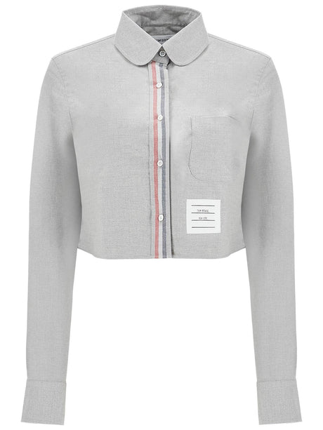 Cropped Plaid Flannel Shirt-Thom Browne-JOHN JULIA