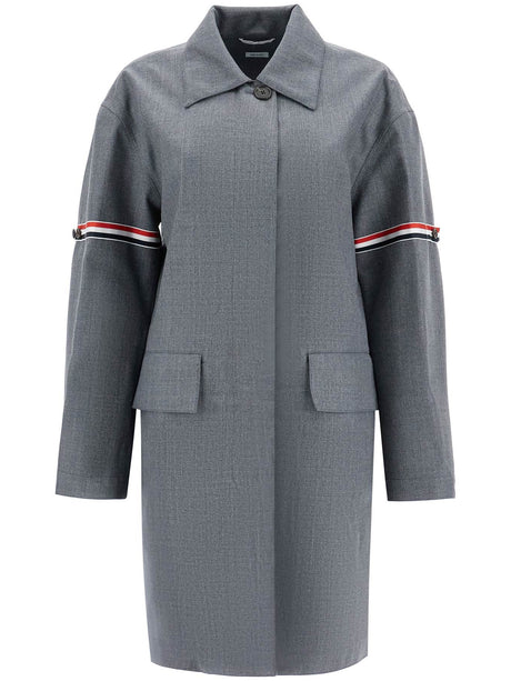 Technical Striped Wool Coat-Thom Browne-JOHN JULIA