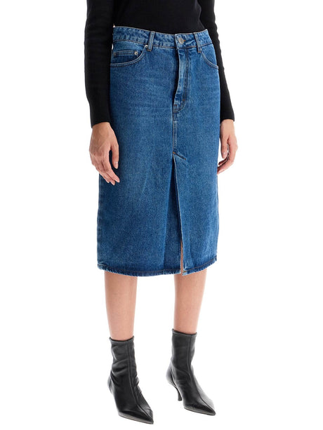 Denim Midi Skirt In Seven