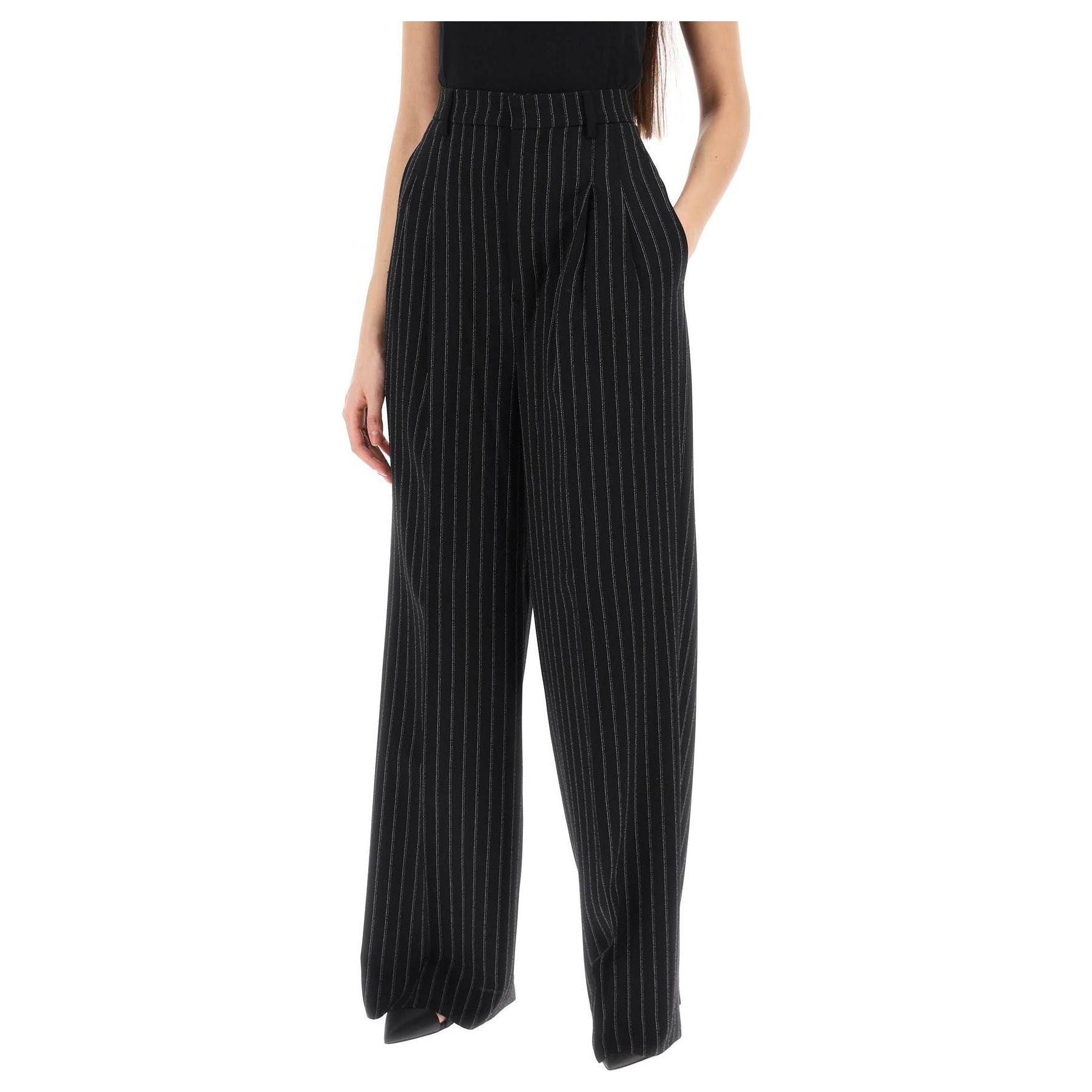 Pinstriped Wool Trousers