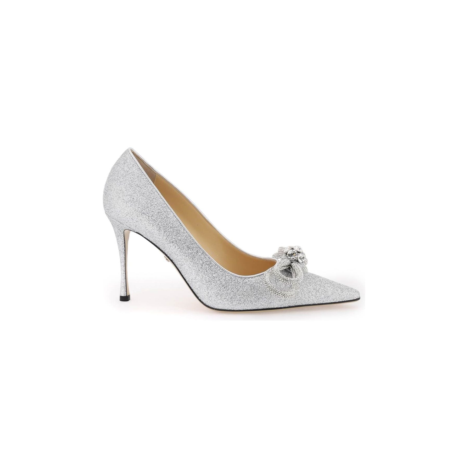 Double-Bow Crystal Glittered Pumps