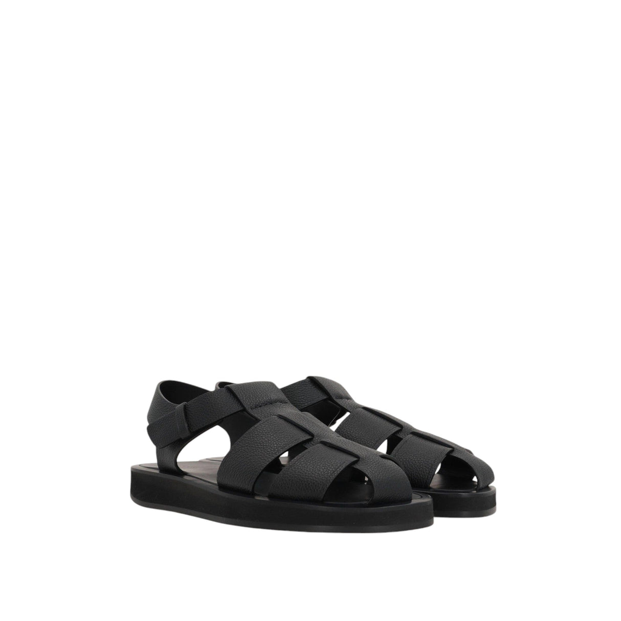 Fisherman Grainy Leather Flat Sandals-THE ROW-JOHN JULIA