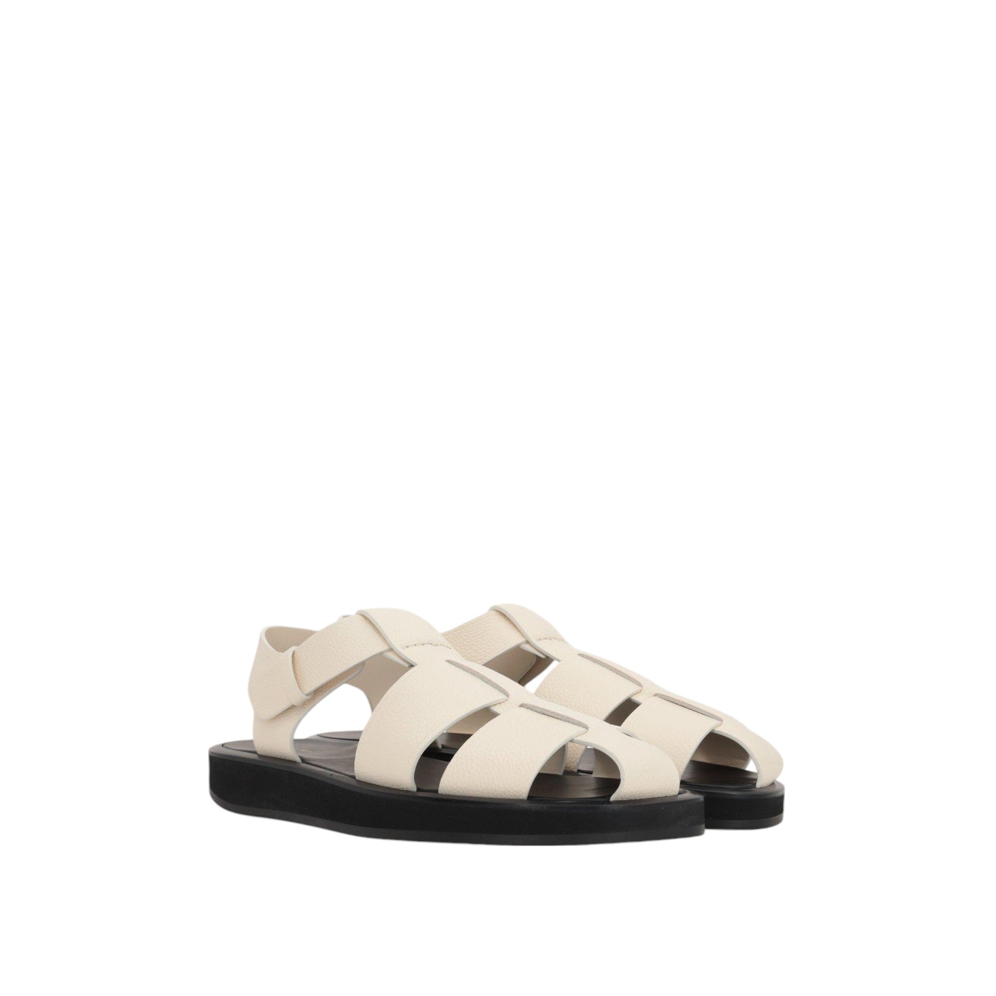 Fisherman Grainy Leather Flat Sandals-THE ROW-JOHN JULIA