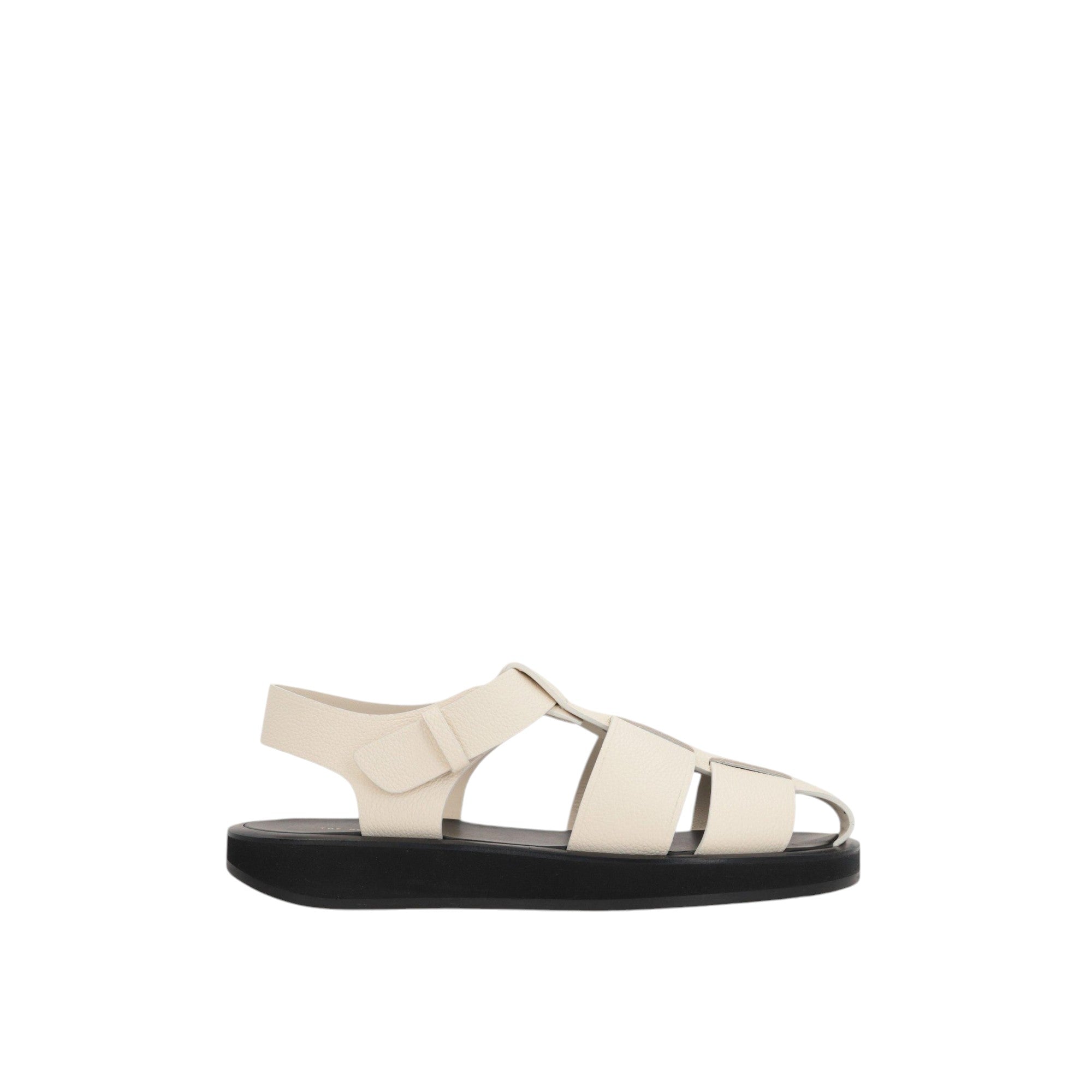 Fisherman Grainy Leather Flat Sandals-THE ROW-JOHN JULIA