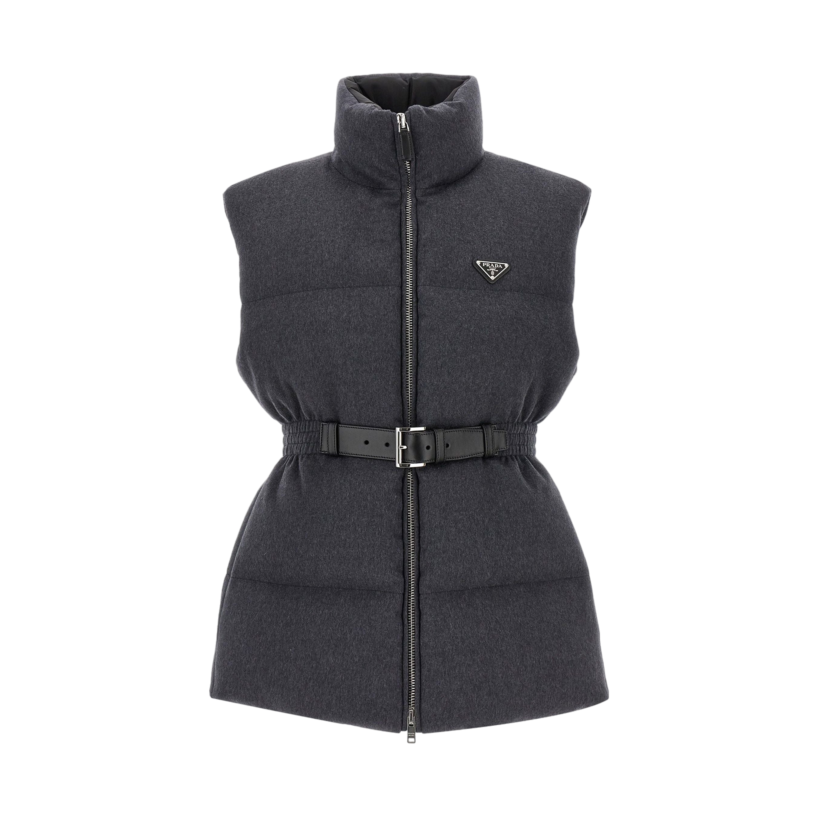 Flannel Sleeveless Down Jacket-PRADA-JOHN JULIA