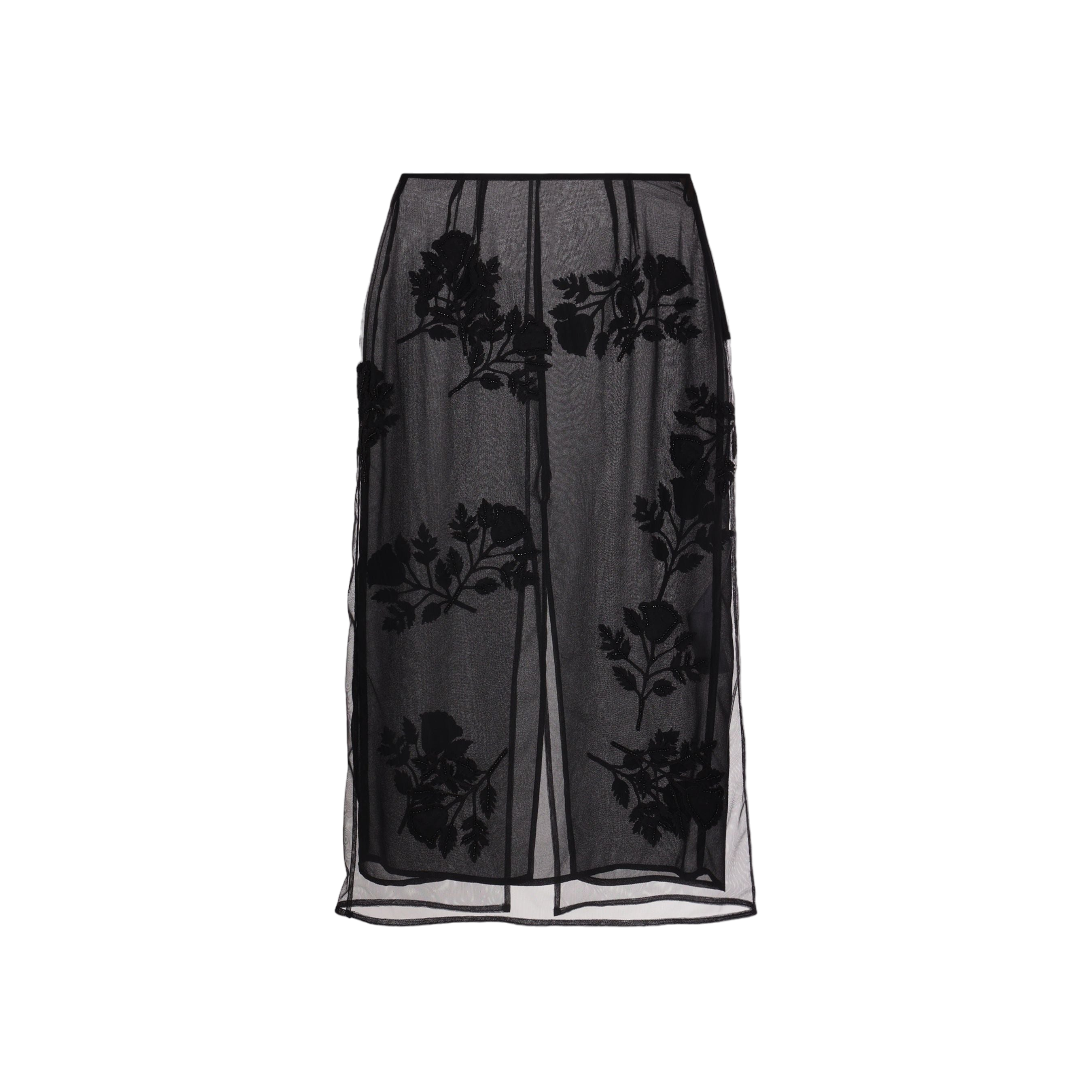 Floral Embroidered Tulle Skirt-BLUMARINE-JOHN JULIA