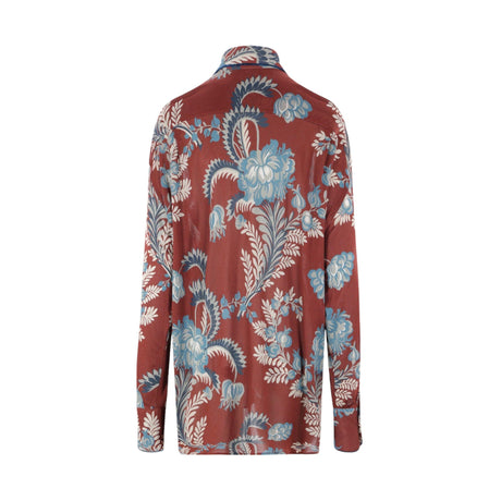 Floral Foliage Print Crepe Jersey Oversized Shirt-ETRO-JOHN JULIA