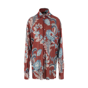 Floral Foliage Print Crepe Jersey Oversized Shirt-ETRO-JOHN JULIA