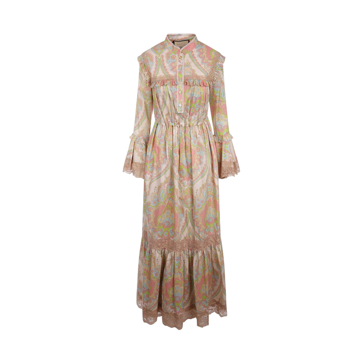 Floral Print Muslin Long Dress-GUCCI-JOHN JULIA