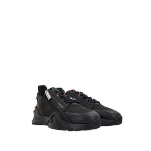 Flow Smooth Leather FF Fabric Sneakers-FENDI-JOHN JULIA