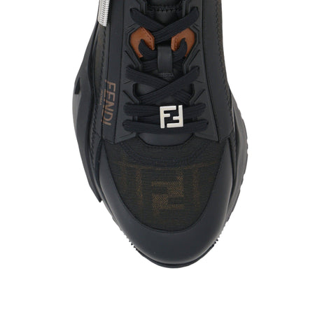 Flow Smooth Leather FF Fabric Sneakers-FENDI-JOHN JULIA