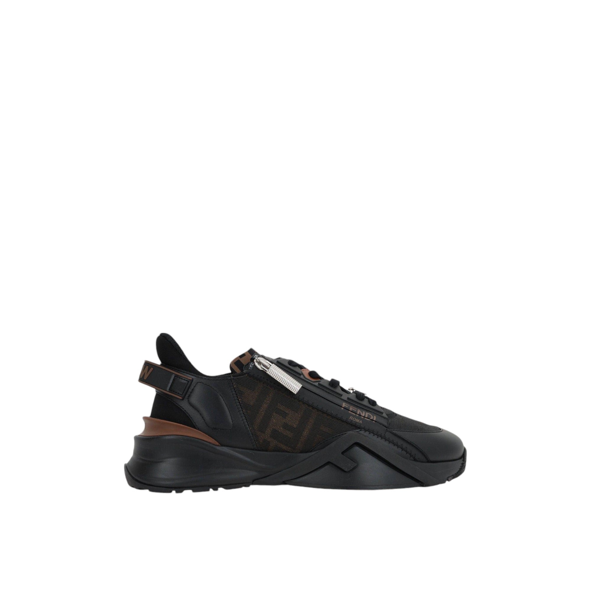 Flow Smooth Leather FF Fabric Sneakers-FENDI-JOHN JULIA