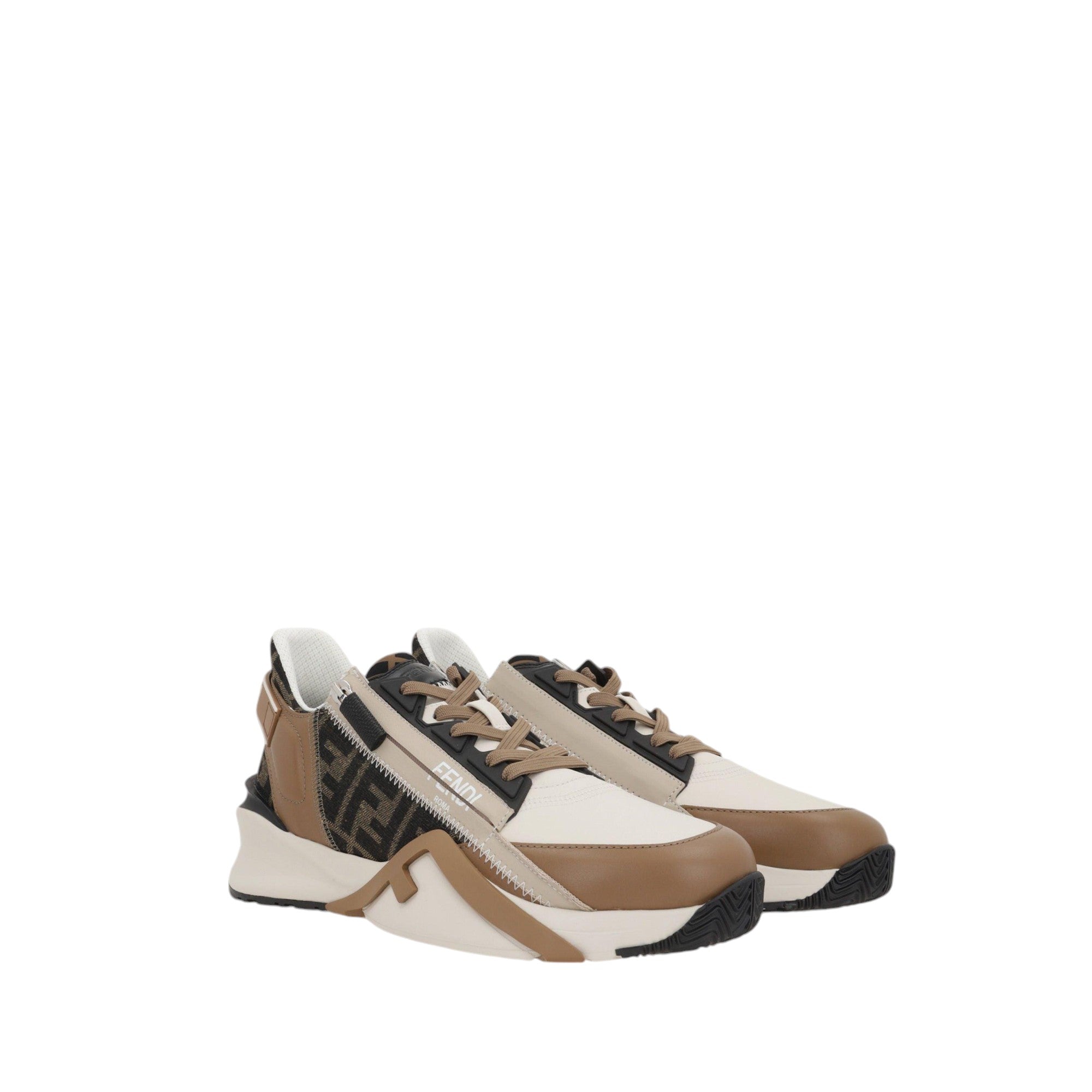 Flow Smooth Leather FF Sneakers-FENDI-JOHN JULIA