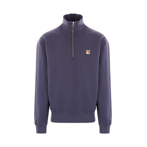 Fox Head Patch Jersey Half-zip Sweatshirt-MAISON KITSUNÉ-JOHN JULIA