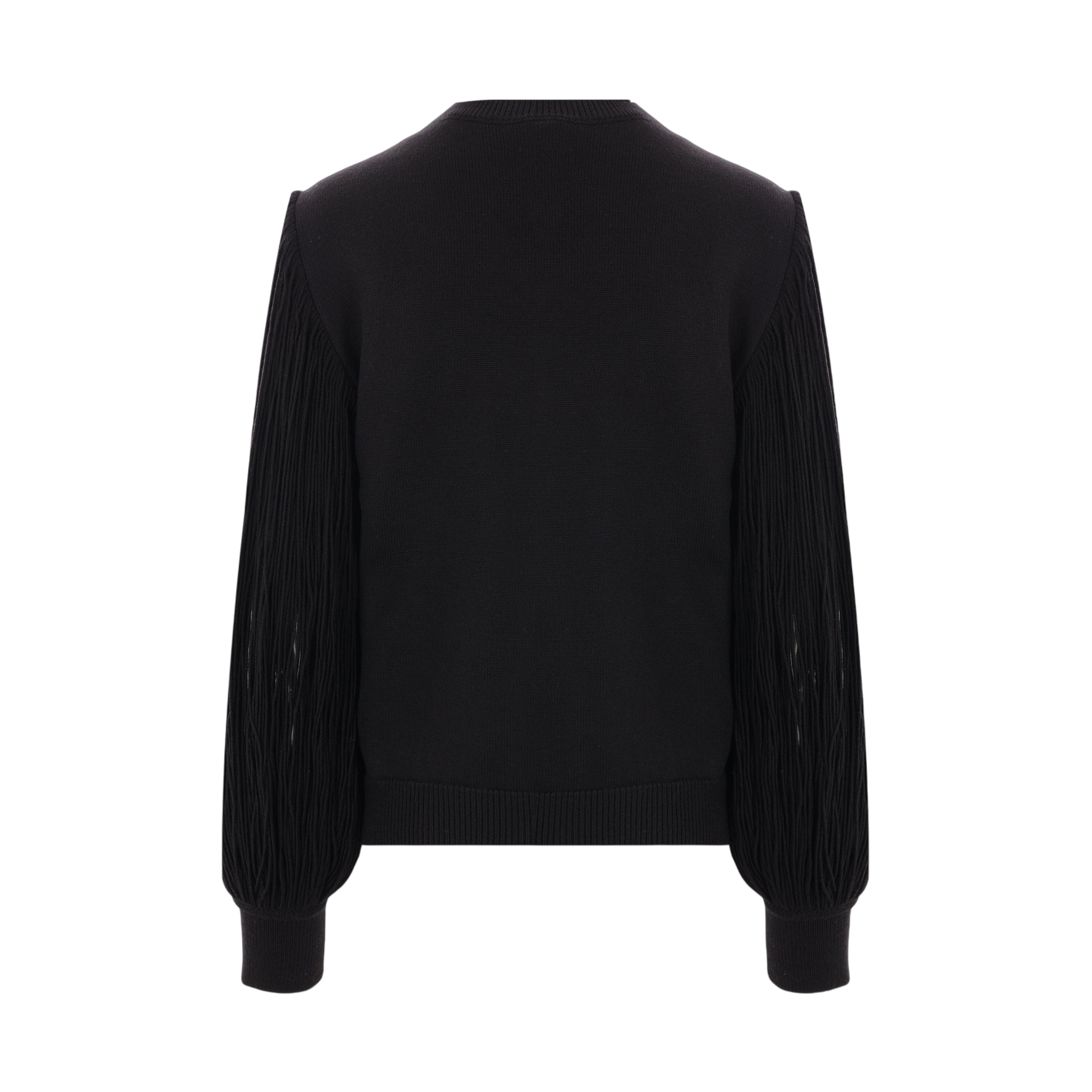 Fringed Sleeve Wool Sweater-ALAÏA-JOHN JULIA