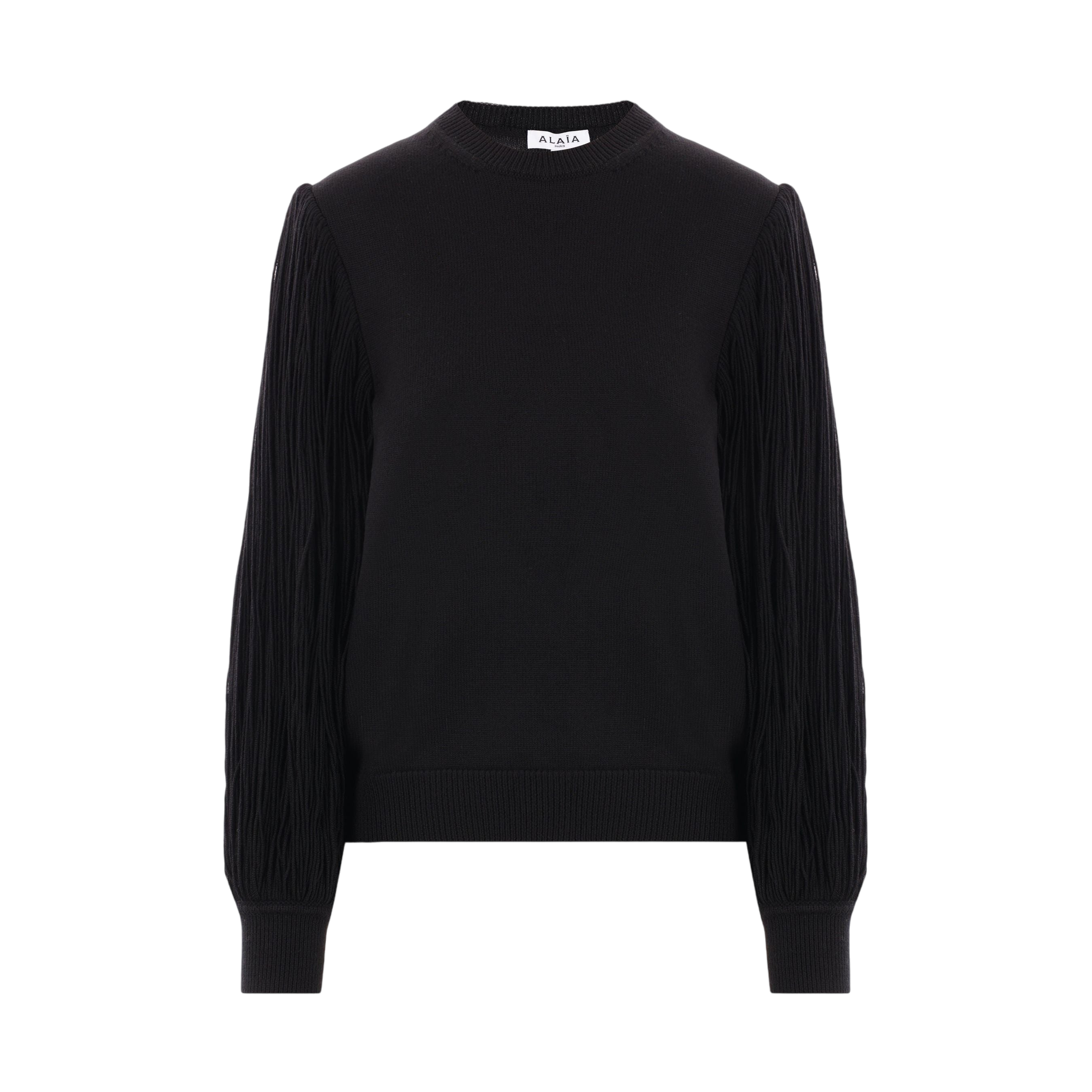 Fringed Sleeve Wool Sweater-ALAÏA-JOHN JULIA