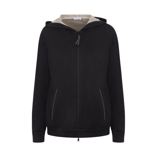 Full-zip Cotton Silk Hoodie-BRUNELLO CUCINELLI-JOHN JULIA