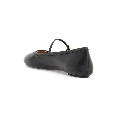 Carla Nappa Leather Flat Ballerinas.