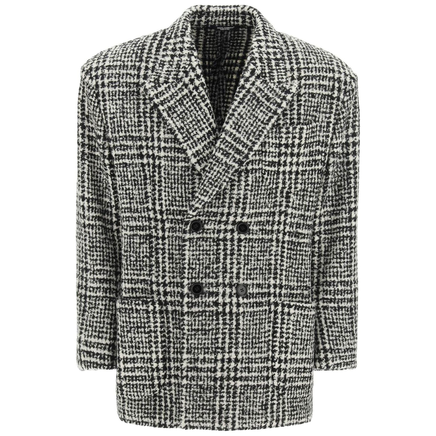 Checkered Double Breasted Wool Jacket
