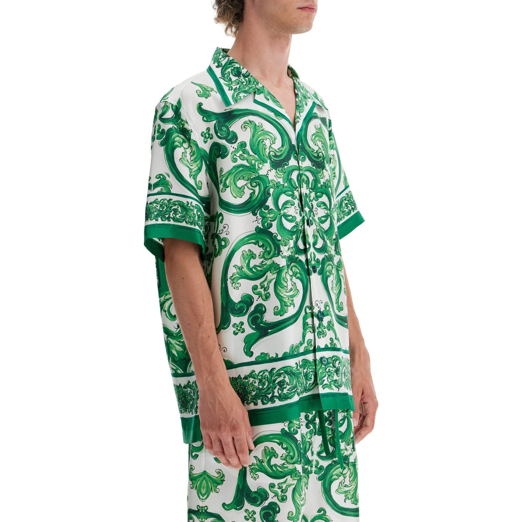 Maiolica Print Hawaii Silk Shirt