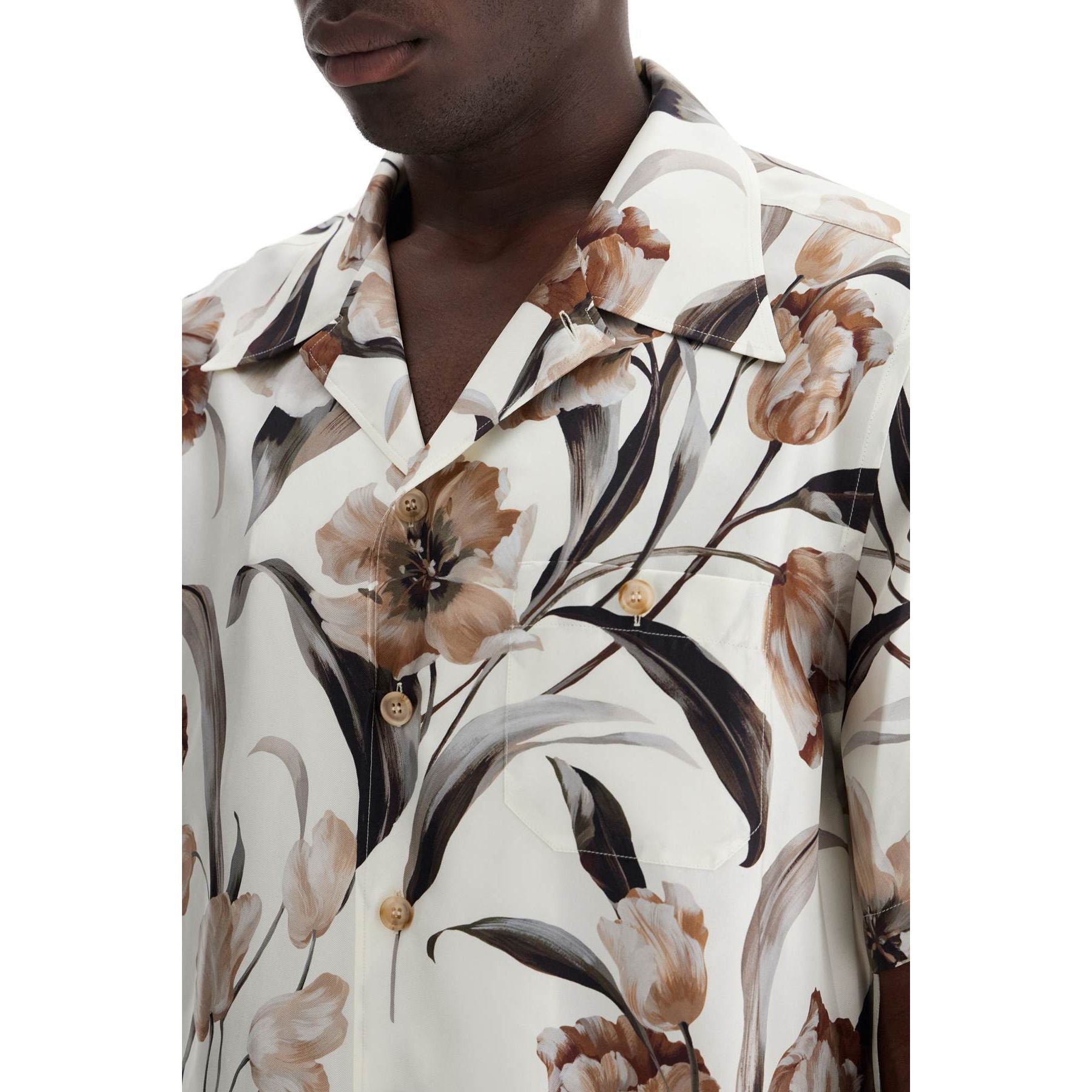 Tulip Print Silk Hawaiian Shirt