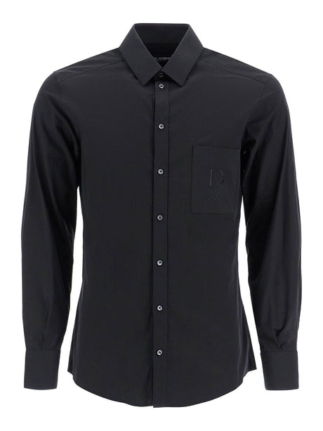 Embroidered Pocket Linen Shirt-Dolce & Gabbana-JOHN JULIA