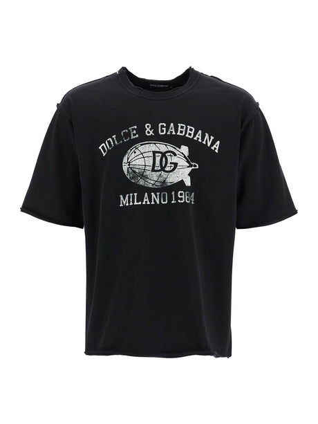 Oversized Graphic Cotton T-Shirt-Dolce & Gabbana-JOHN JULIA